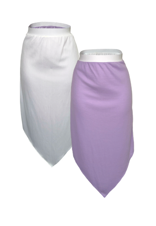 LILAC/WHITE REVERSIBLE POINTED HEM SKIRT - 4XL HISSY FIT LTD