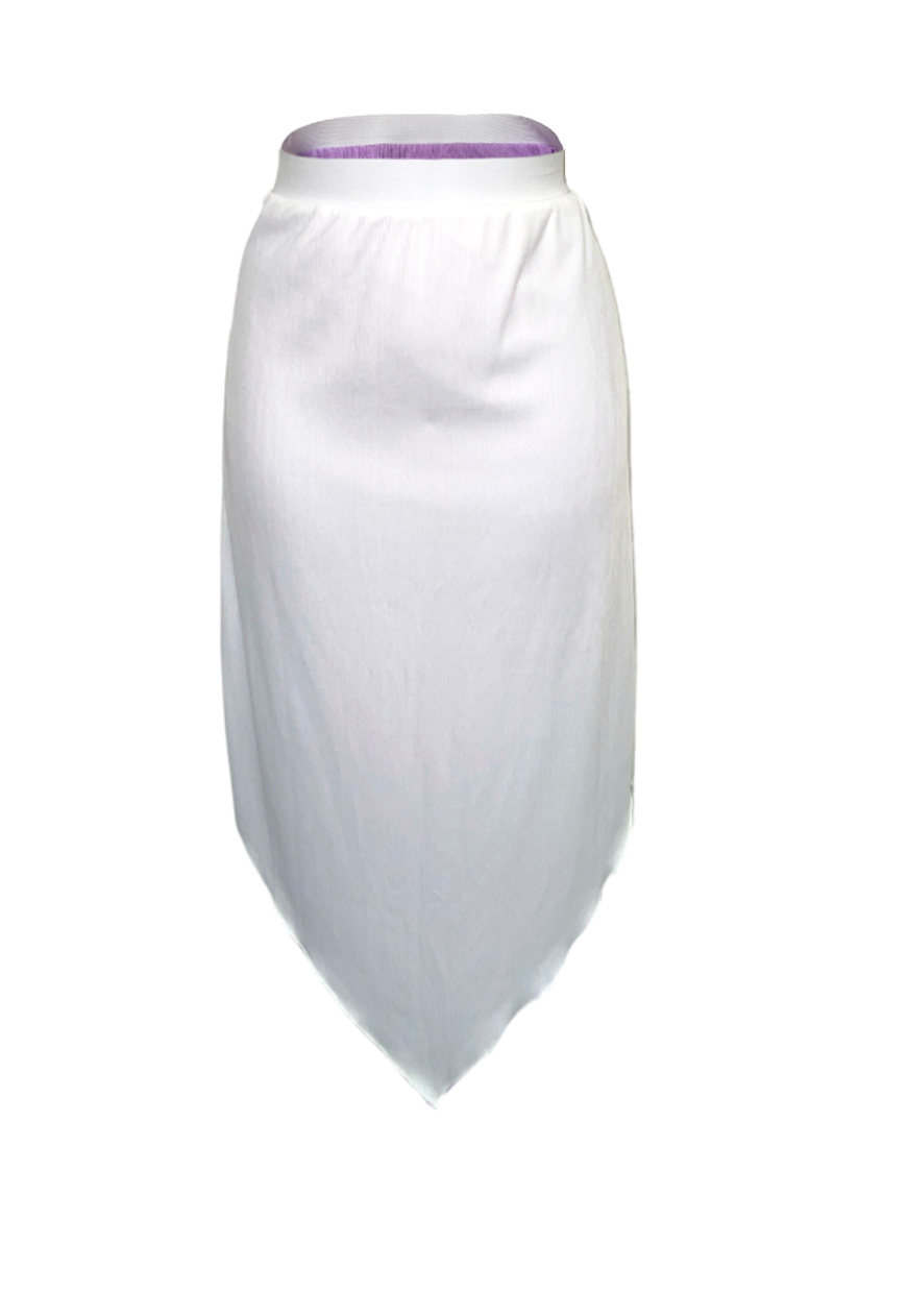VIOLET/WHITE REVERSIBLE POINTED HEM SKIRT - 3XL HISSY FIT LTD