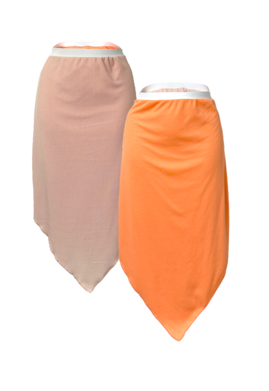 PEACH/CREAM REVERSIBLE POINTED HEM SKIRT - 2XS HISSY FIT LTD