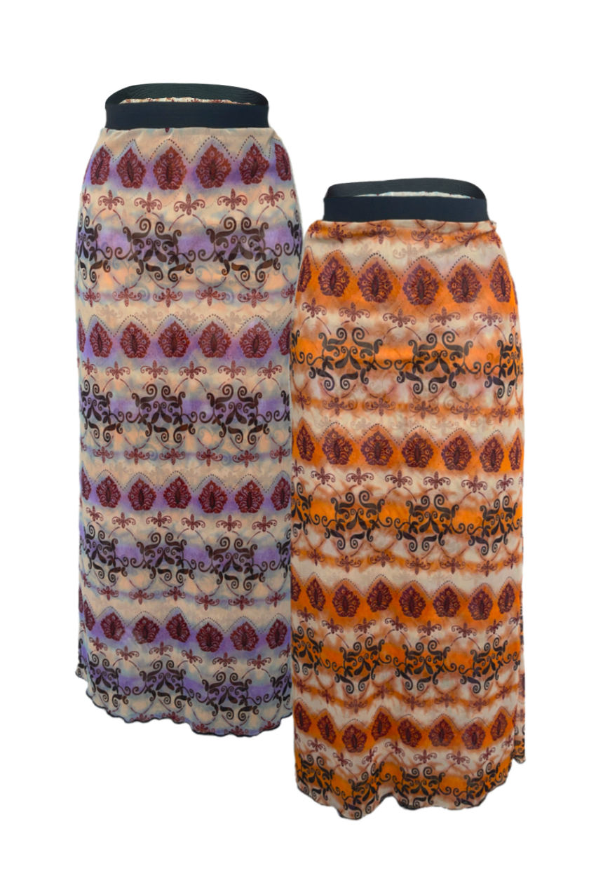 LILAC GRUNGE/ ORANGE GRUNGE REVERSIBLE SKIRT - HISSY FIT LTD