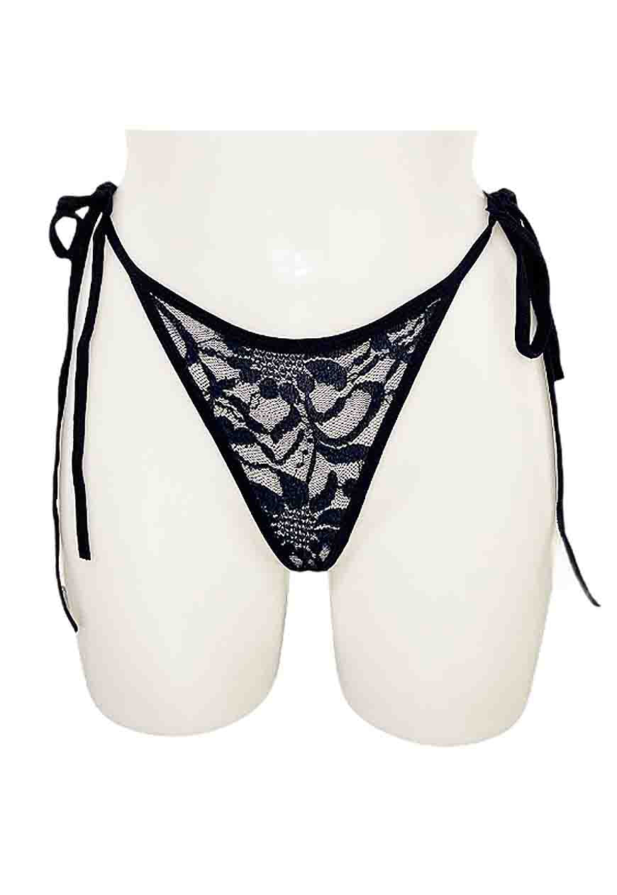 NAVY SHIMMER LACE THONG - XS (UK 4/6) HISSY FIT LTD