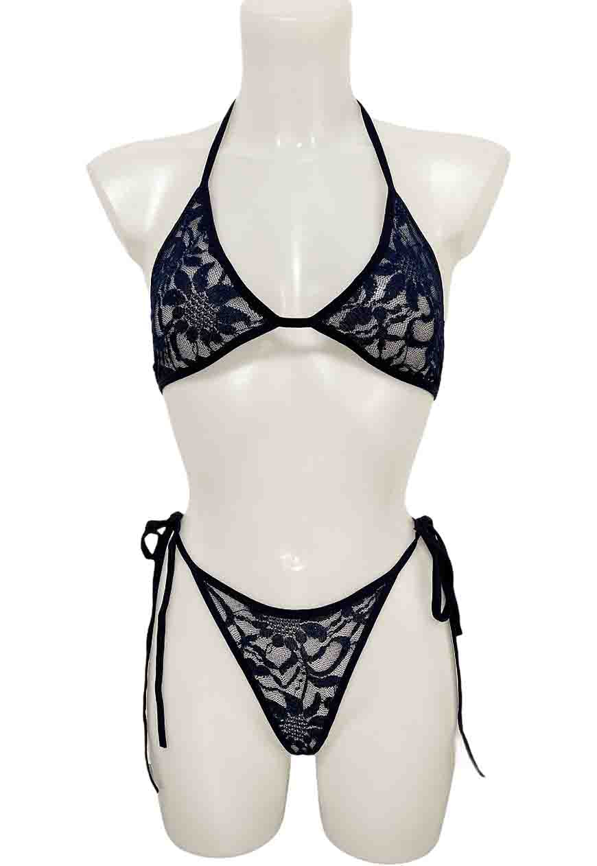 NAVY SHIMMER LACE BRA - XS (CUPS A/B) HISSY FIT LTD