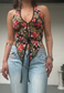 OFFCUTS TROPICAL POINTED HALTER TOP