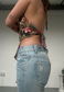 OFFCUTS TROPICAL POINTED HALTER TOP