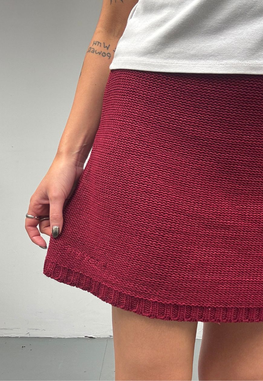 wine hissy knit mini skirt