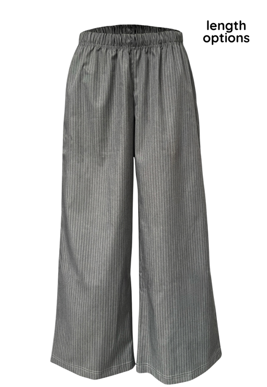 grey stripe wide leg trousers