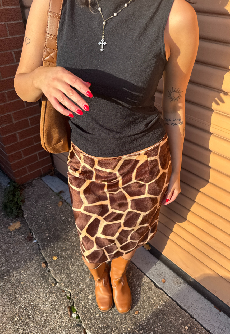 cow/giraffe reversible skirt