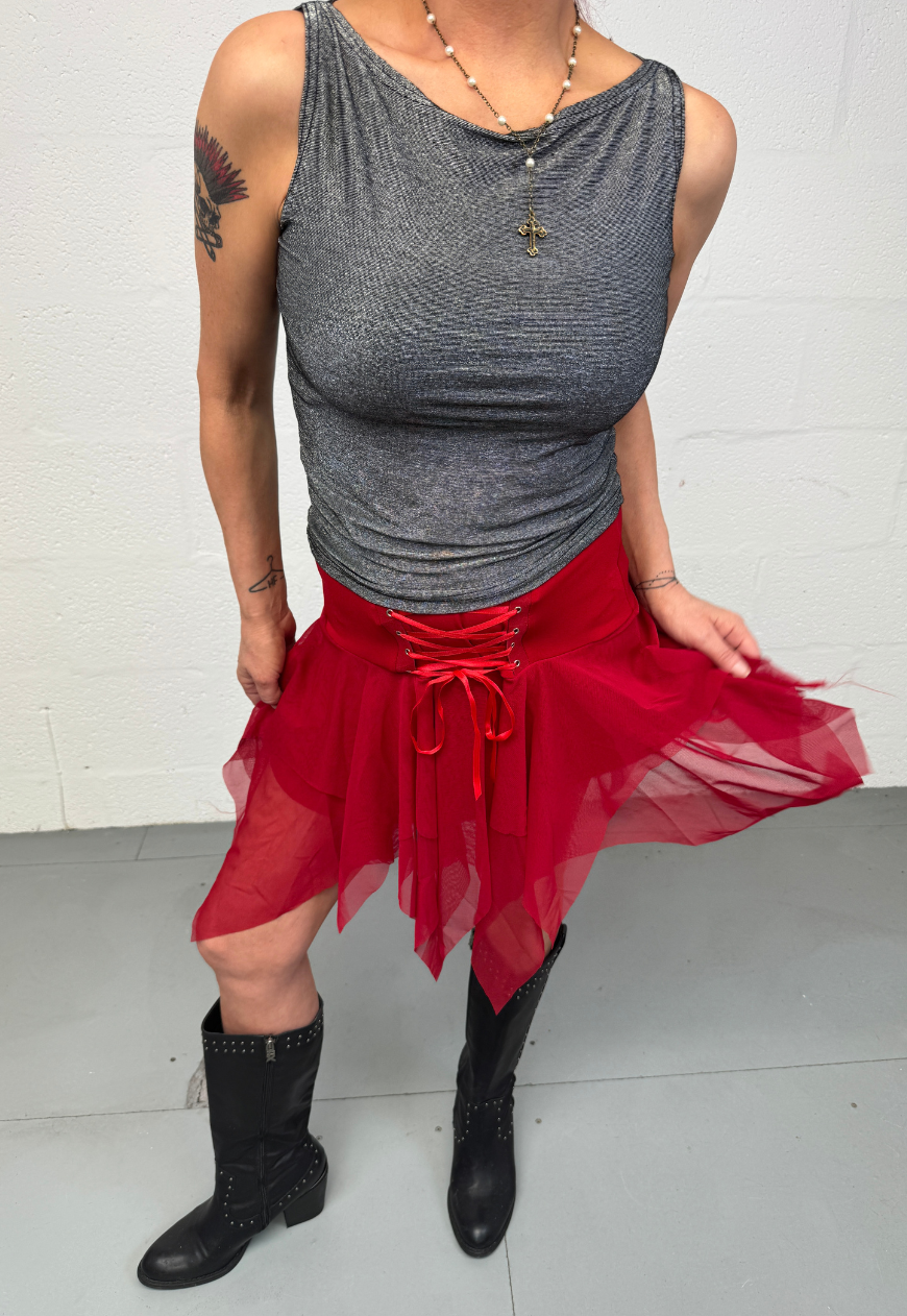 reclaimed vintage red angel corset set