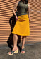 yellow midi skirt