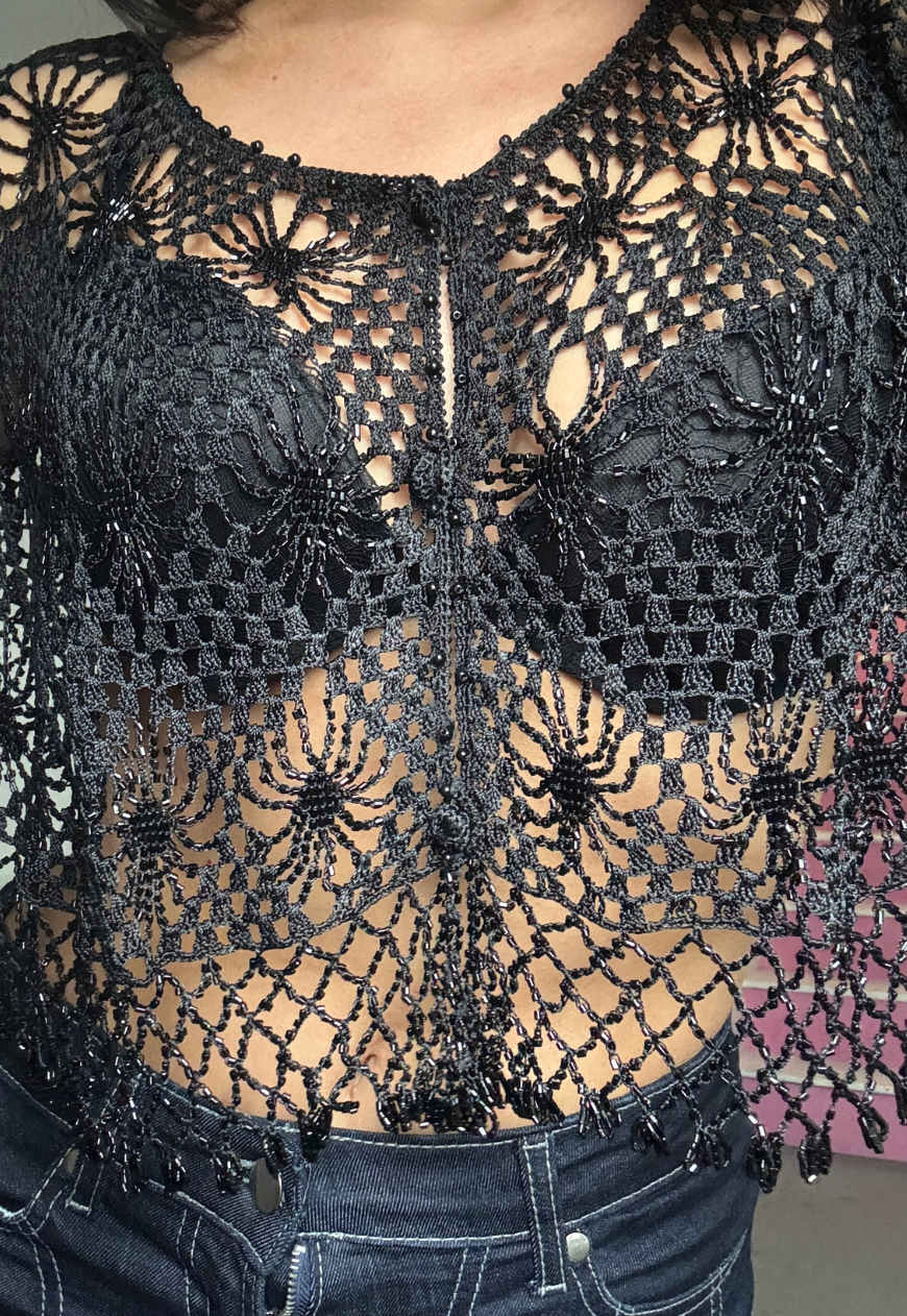 reclaimed diamond beaded poncho