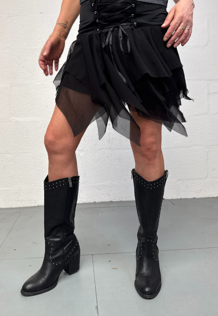 reclaimed vintage black angel corset set