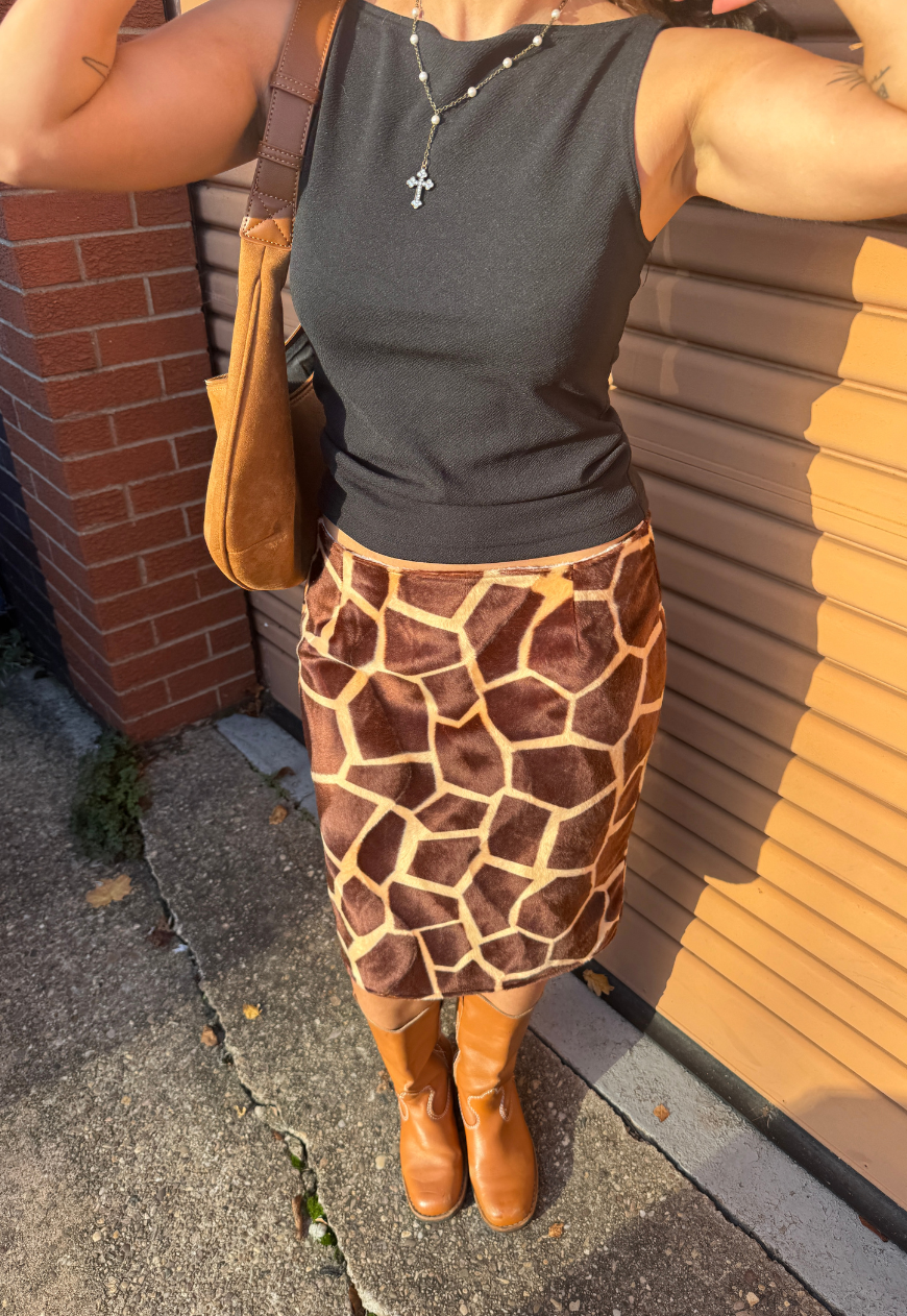 cow/giraffe reversible skirt