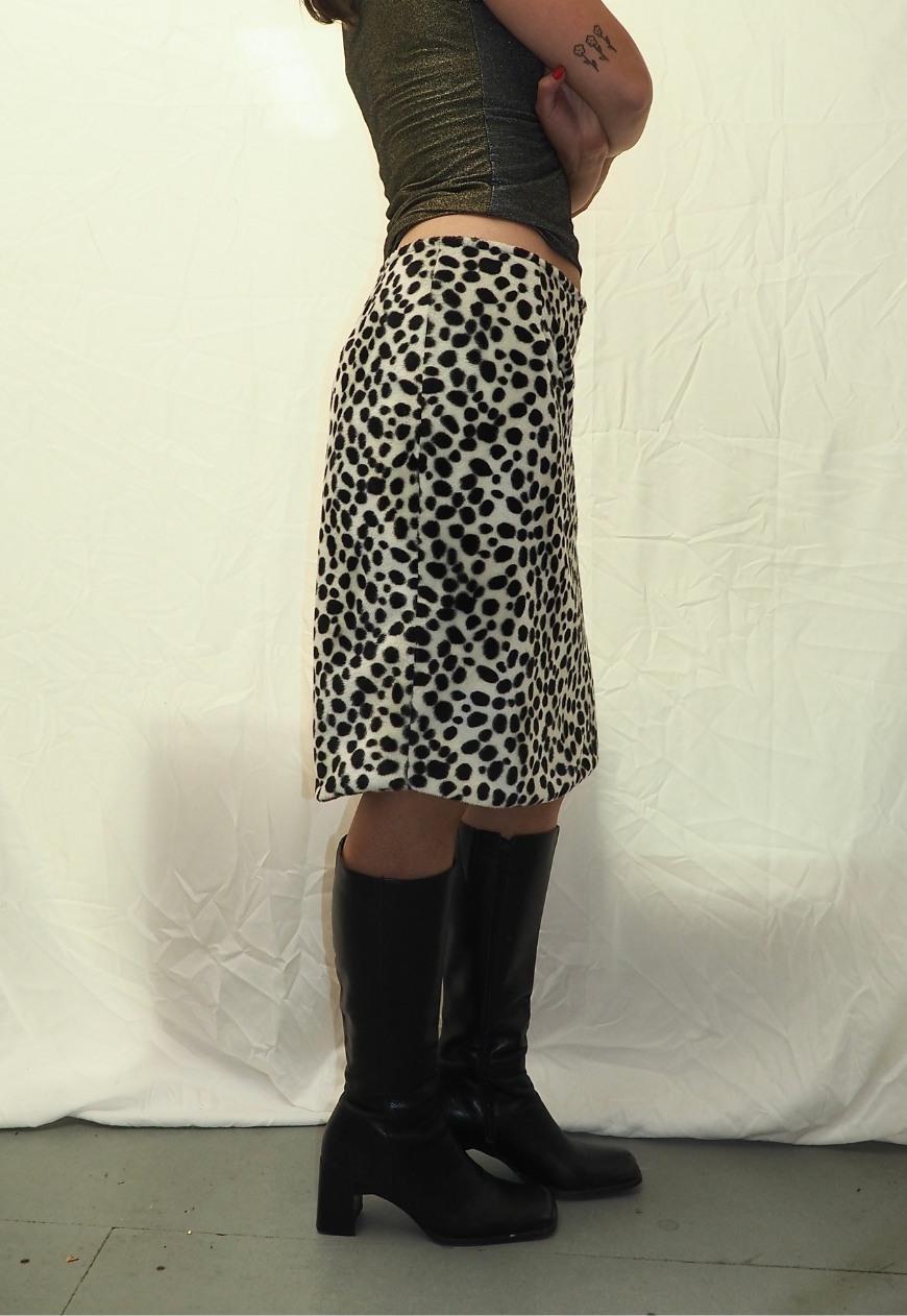 dalmatian/leopard reversible skirt