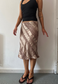 gold satin & lace midi skirt