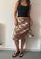 gold satin & lace midi skirt