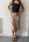 gold satin & lace midi skirt