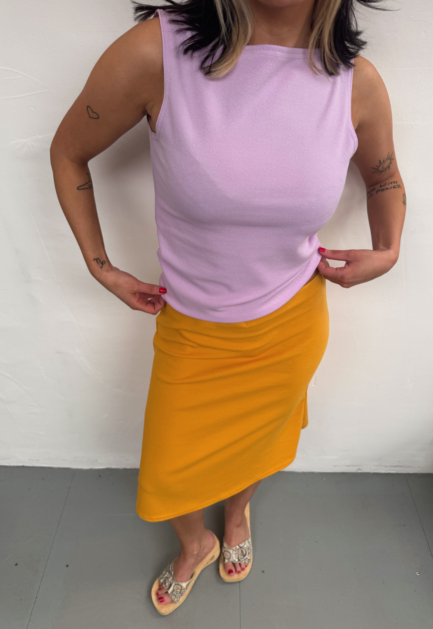 lilac slash neck top