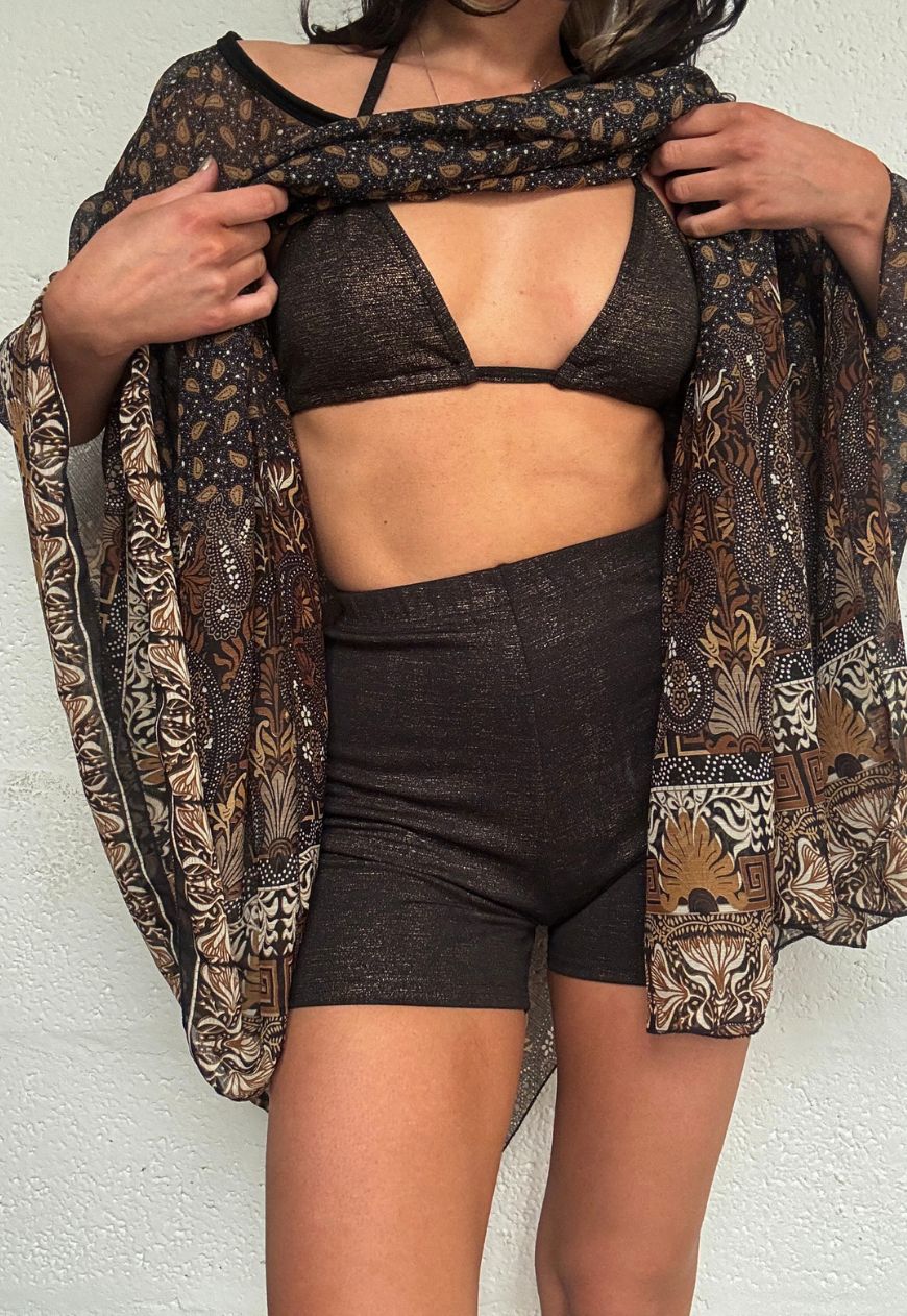 archive gold shimmer shorts