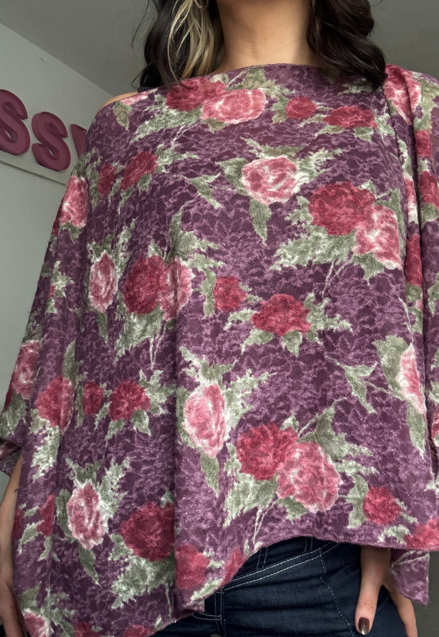 purple rose poncho