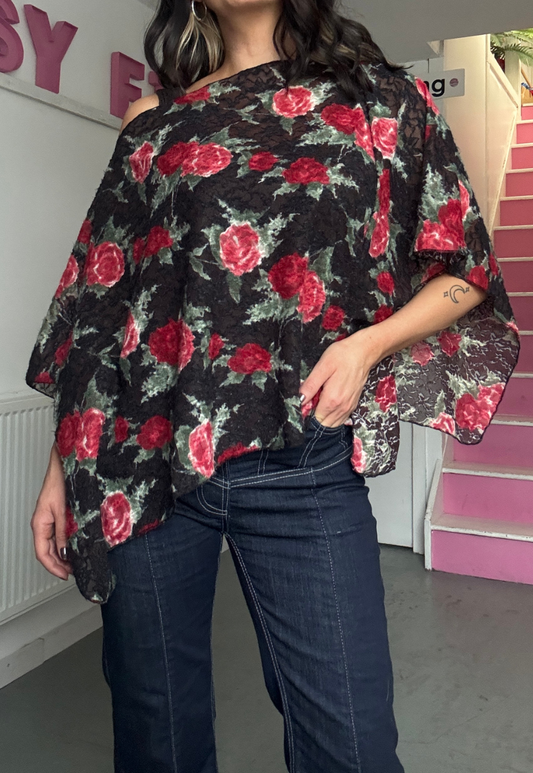 black rose poncho - square