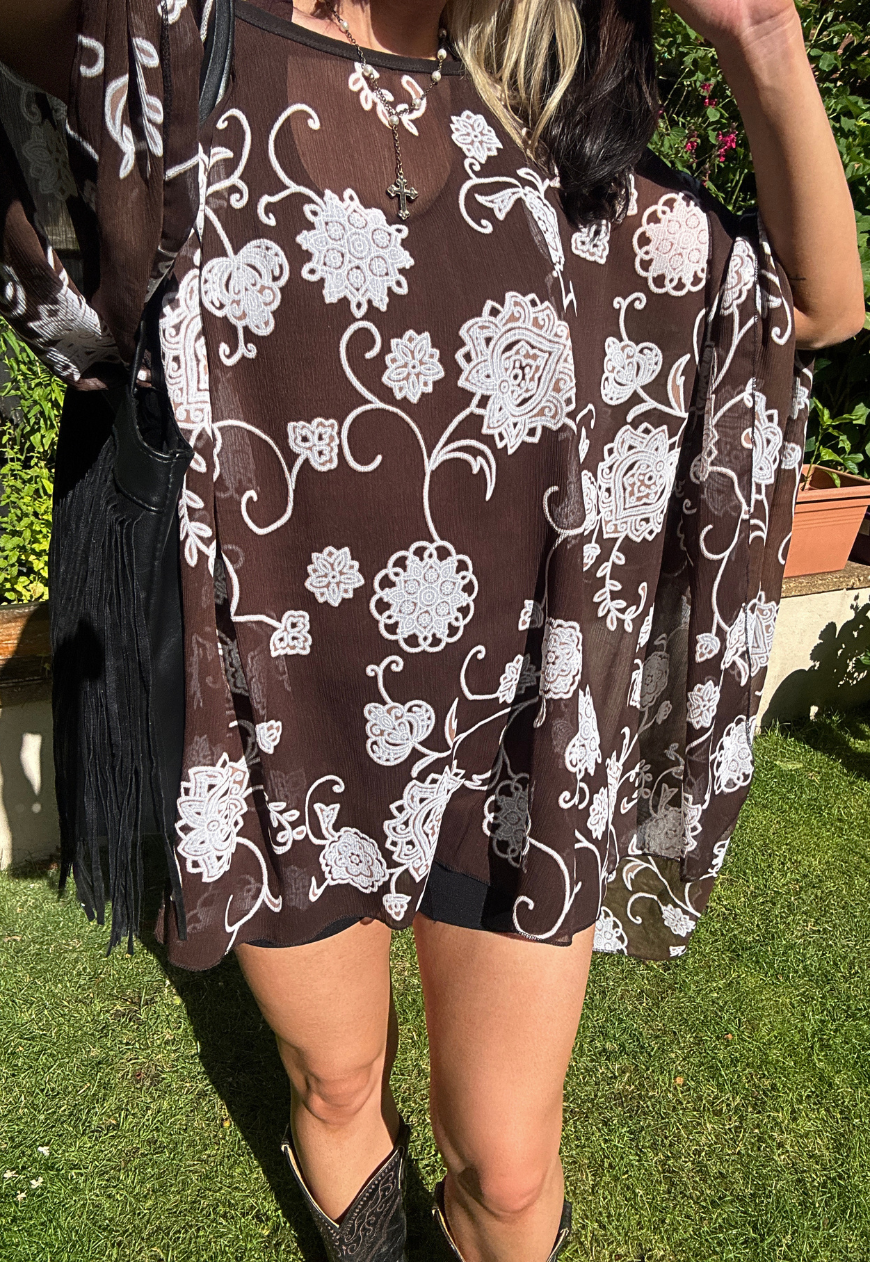 brown flower mesh poncho *launching 14.06.26 20:00BST*