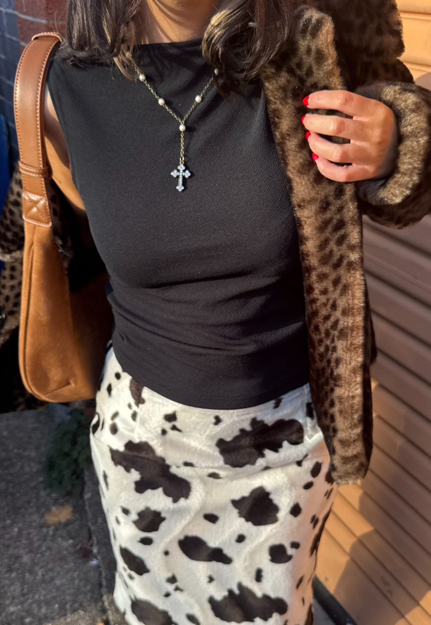 black slash neck top