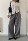 grey stripe wide leg trousers