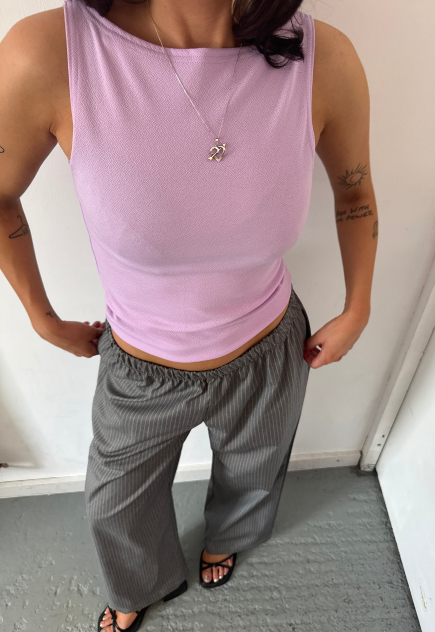 lilac slash neck top