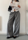 grey stripe wide leg trousers