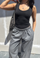 grey stripe wide leg trousers