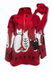 red cat print fleece *free scarf*