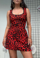 MULTIWAY RED LEOPARD CINCH MINI DRESS