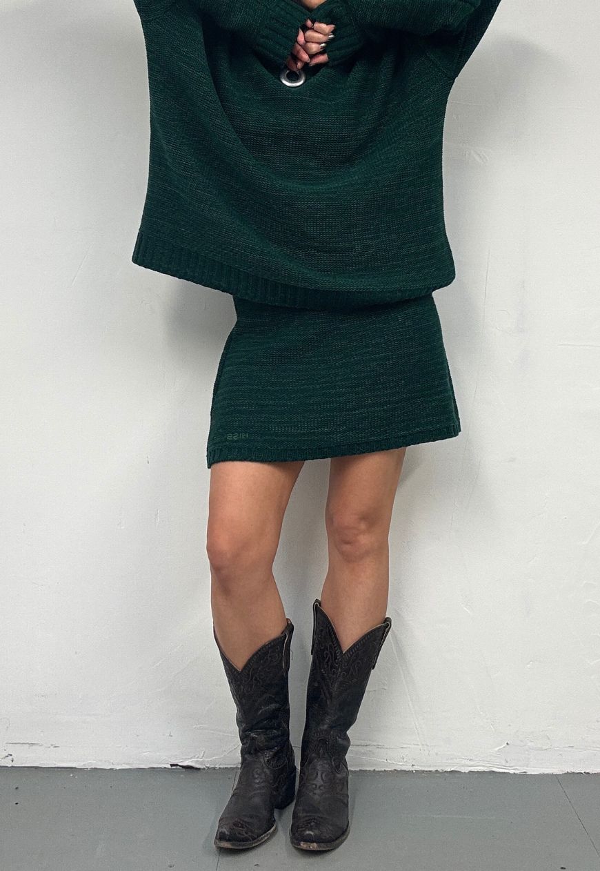 emerald hissy knit mini skirt