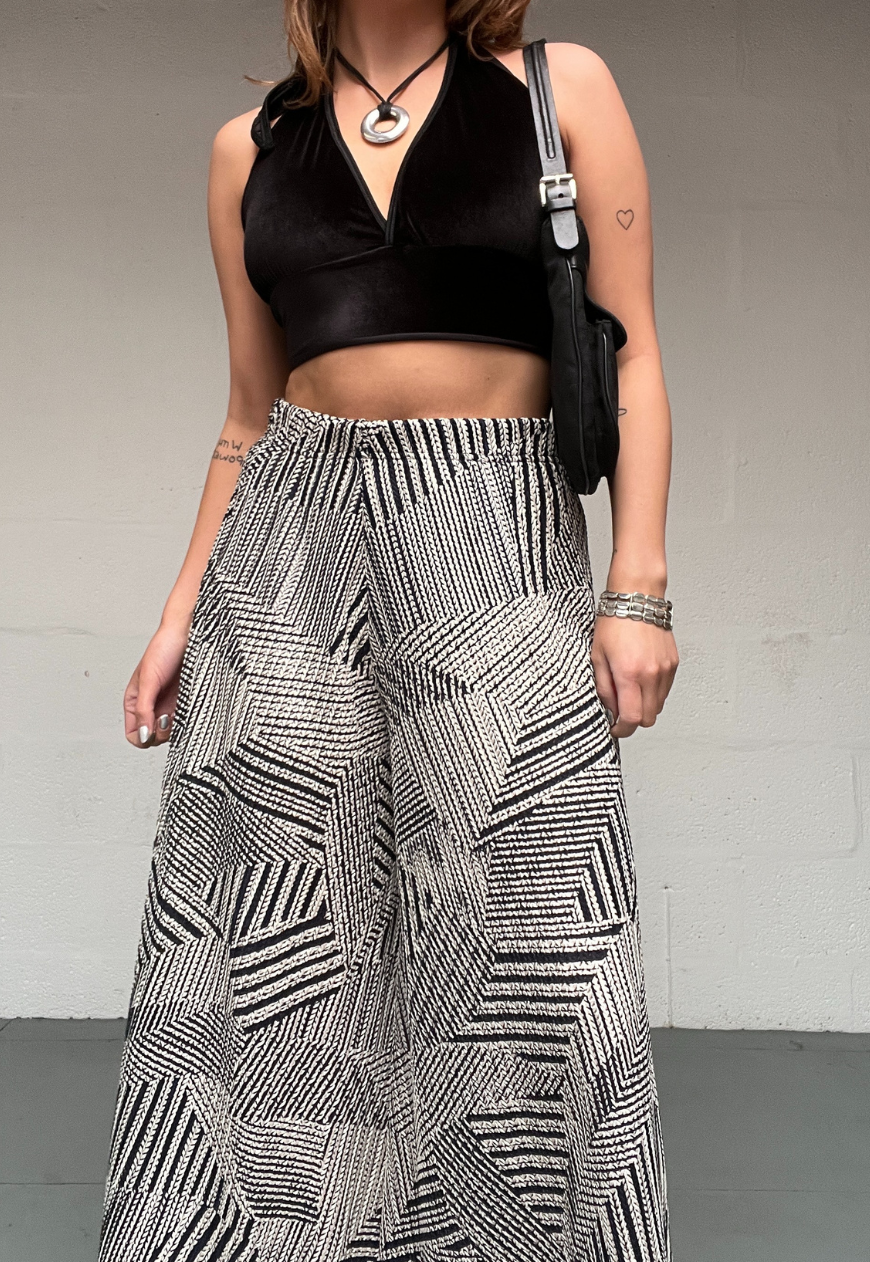 B&W CHEVRON PALAZZO TROUSERS