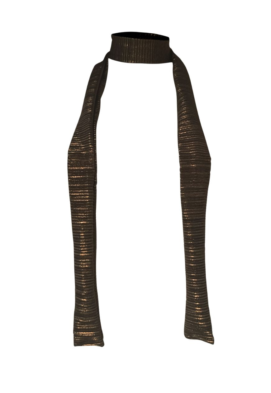gold plissé skinny scarf