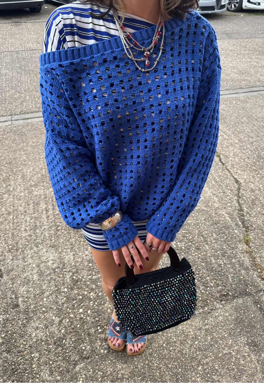 COBALT SLOUCH MESH HISSY KNIT JUMPER - XS/S HISSY FIT LTD