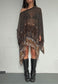 brown paisley mesh poncho *pre-order*