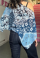 blue patchwork poncho