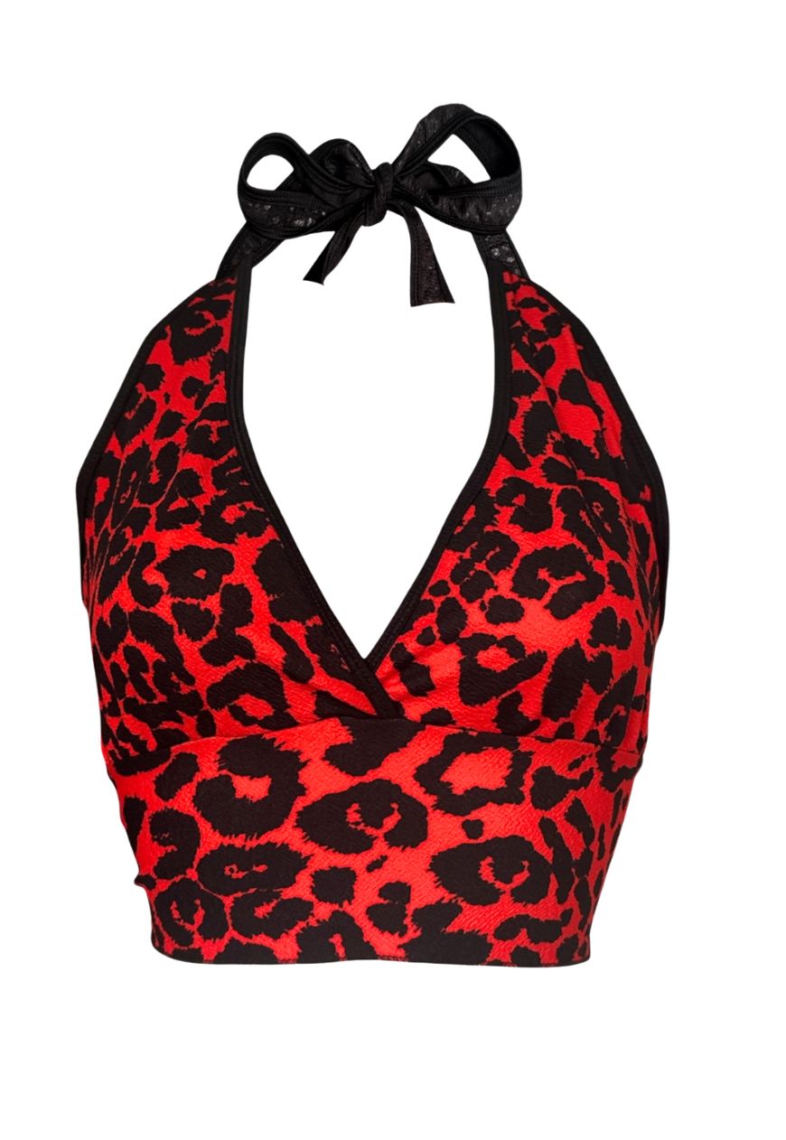 red leopard halter top