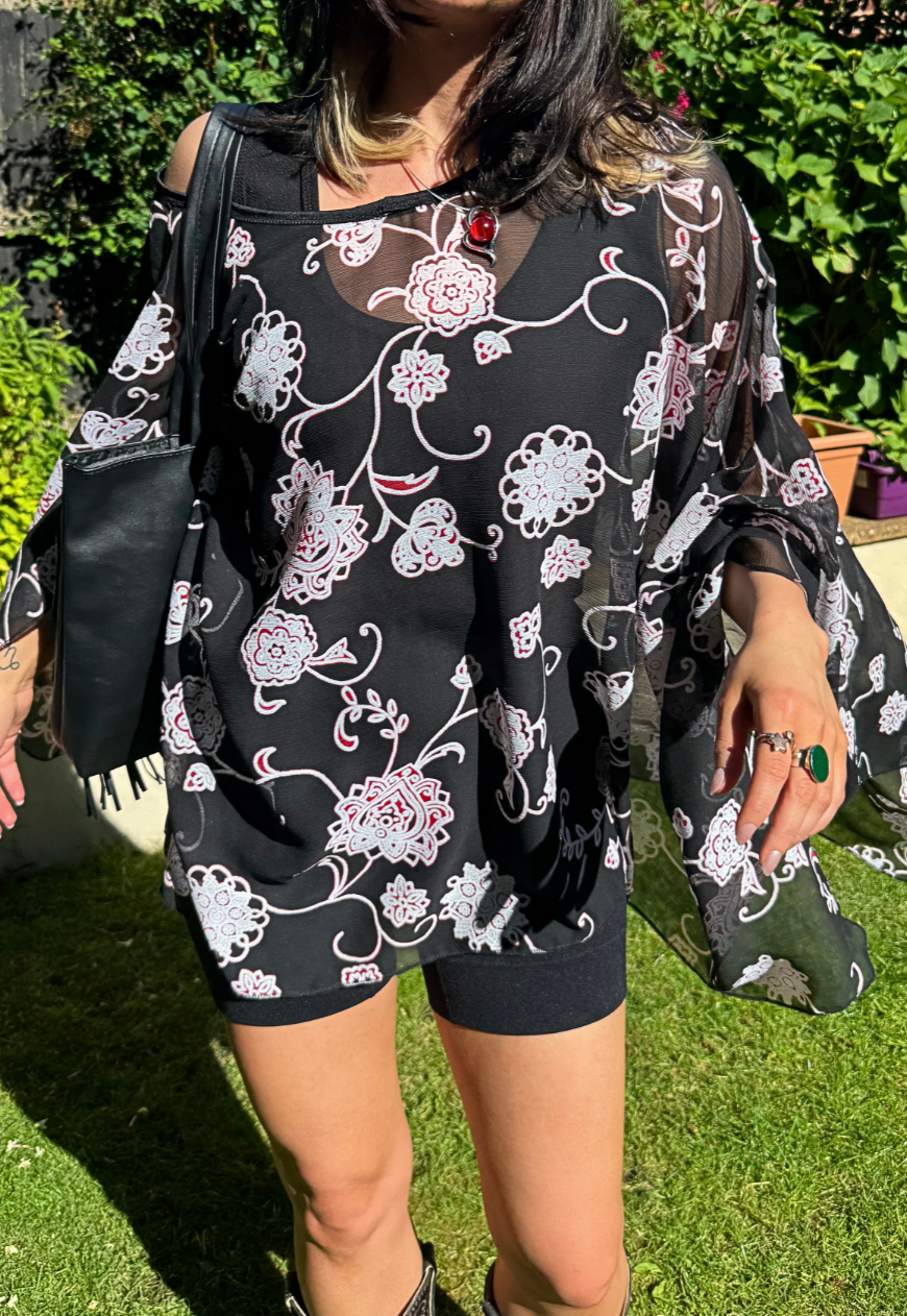 black flower mesh poncho *launching 14.06.26 20:00BST*