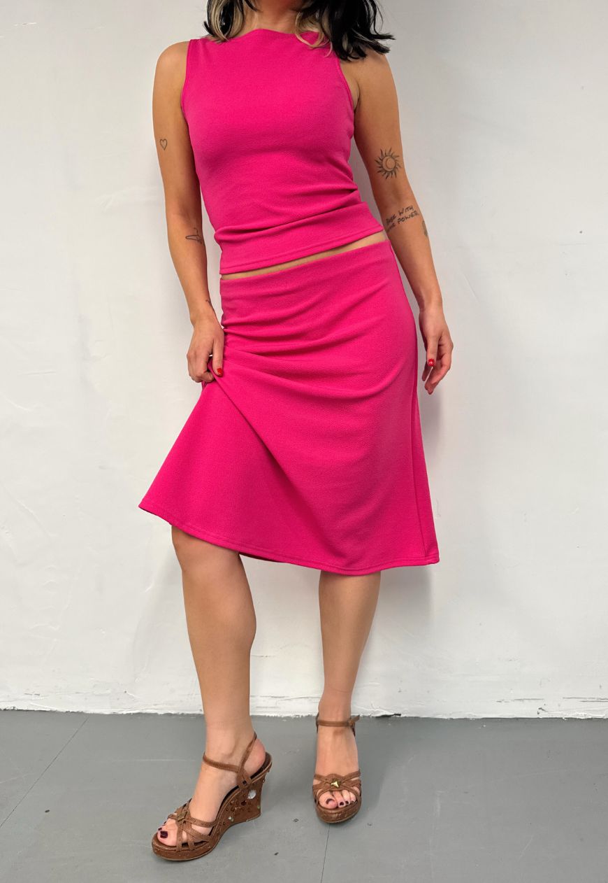 pink midi skirt