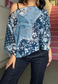 blue patchwork poncho