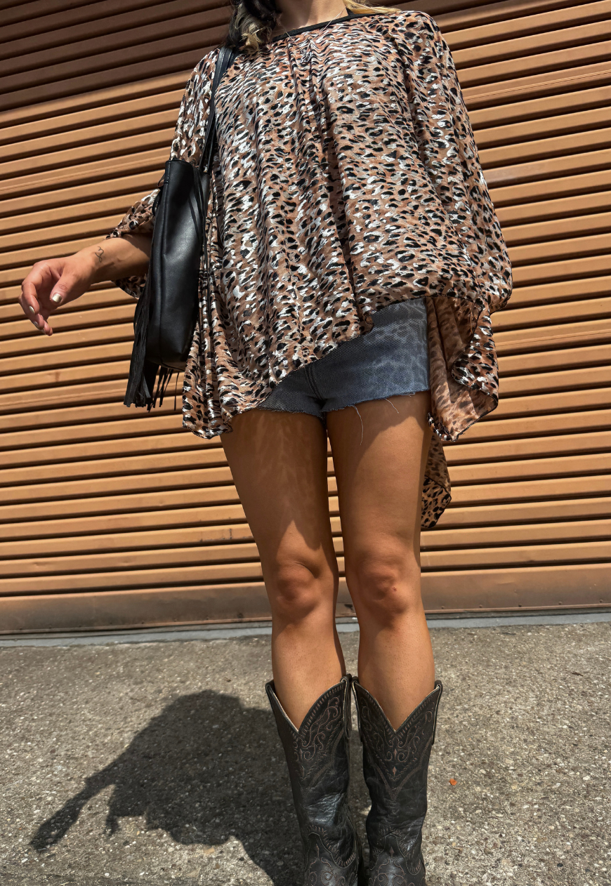 cream leopard mesh poncho *coming soon*