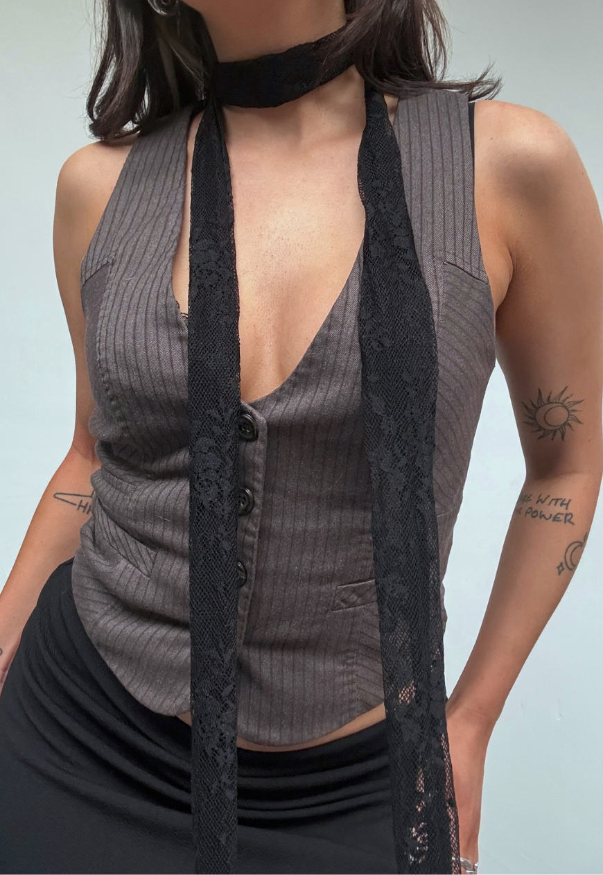 black lace skinny scarf