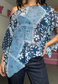 blue patchwork poncho