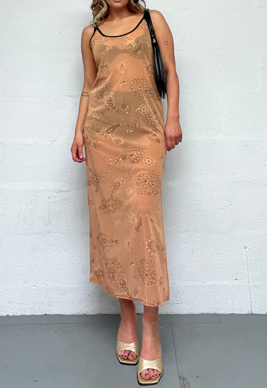 CARAMEL PAISLEY MESH DRESS - 2XS HISSY FIT LTD