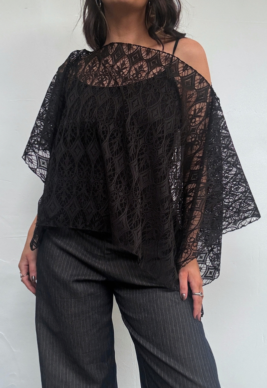 black diamond lace poncho - square *pre-order*