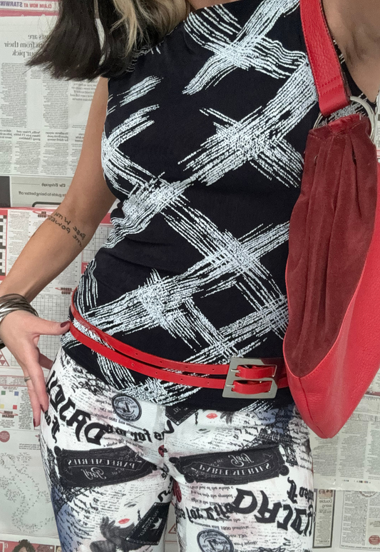 misprint slinky slash neck top