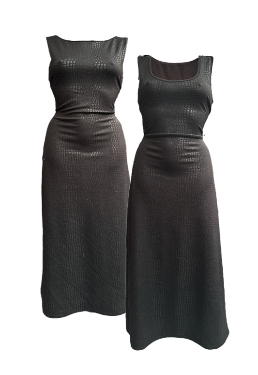 black croc multiway maxi cinch dress
