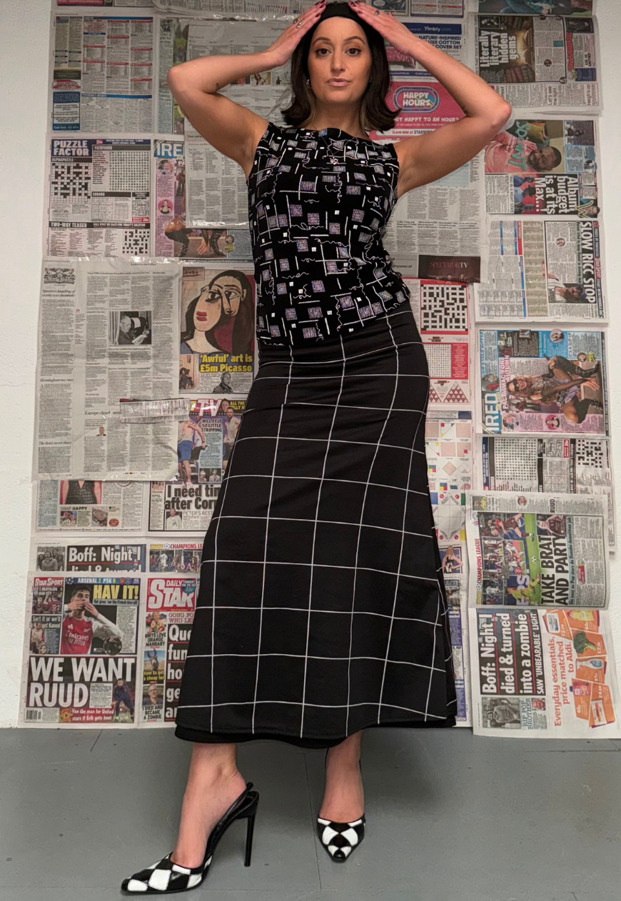 Black and white reversible skirt hot sale